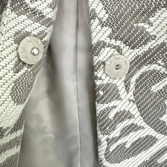 Coldwater Creek Womens Blazer Size 16 Floral Metallic Wool Blend Natural Tan - Picture 3 of 9